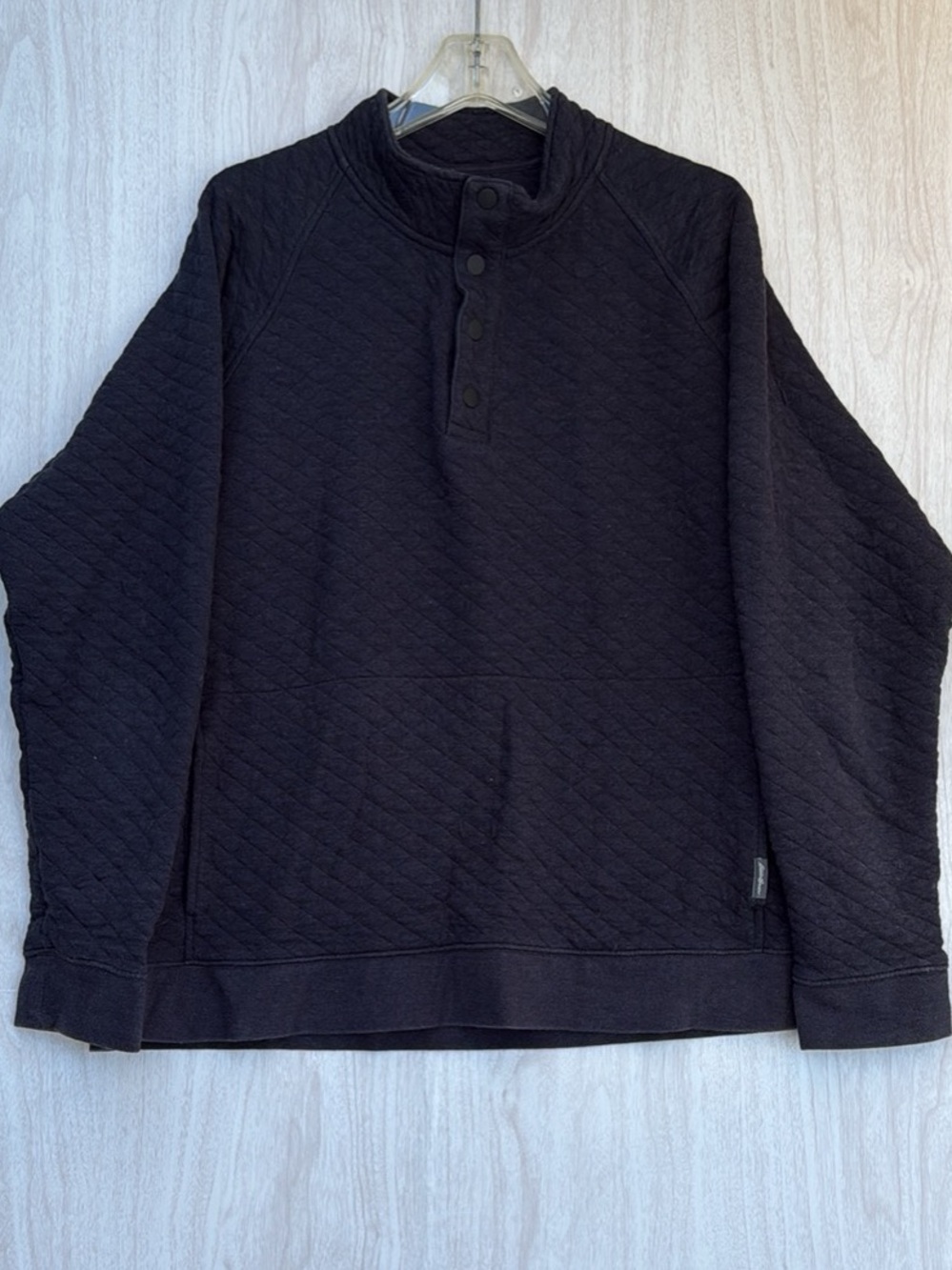 Eddie Bauer Black Quilted Henley Pullover Sweater